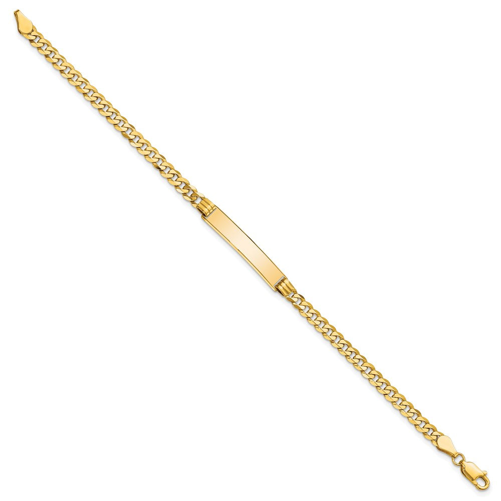14k Polished Solid Chain/Solid Plate Curb Link 24.5x5mm Plate 7 inch ID Bracelet