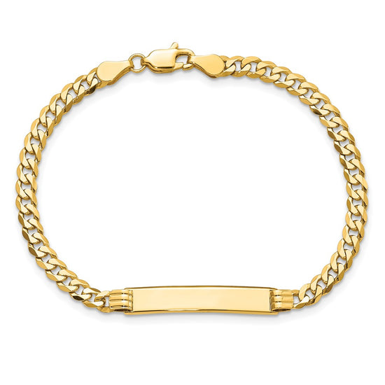 14k Polished Solid Chain/Solid Plate Curb Link 24.5x5mm Plate 7 inch ID Bracelet