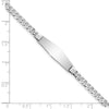 14k White Gold Polished Solid Chain/Solid Plate Flat Curb Link Soft Diamond Shape 25.5x7.5mm Plate 7 inch ID Bracelet