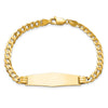 14k Polished Solid Chain/Solid Plate Curb Link Soft Diamond Shape 33x10mm Plate 8 inch ID Bracelet
