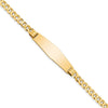 14k Polished Solid Chain/Solid Plate Curb Link Soft Diamond Shape 33x10mm Plate 8 inch ID Bracelet