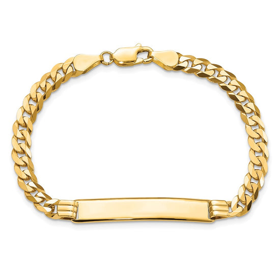 14k Polished Solid Chain/Solid Plate Curb Link 34x7mm Plate 7 inch ID Bracelet