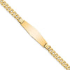 14k Polished Solid Chain/Solid Plate Curb Link Soft Diamond Shape 33x10mm Plate 7 inch ID Bracelet