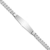14k White Gold Polished Solid Chain/Solid Plate Flat Curb Link Soft Diamond Shape 33x10mm Plate 7 inch ID Bracelet