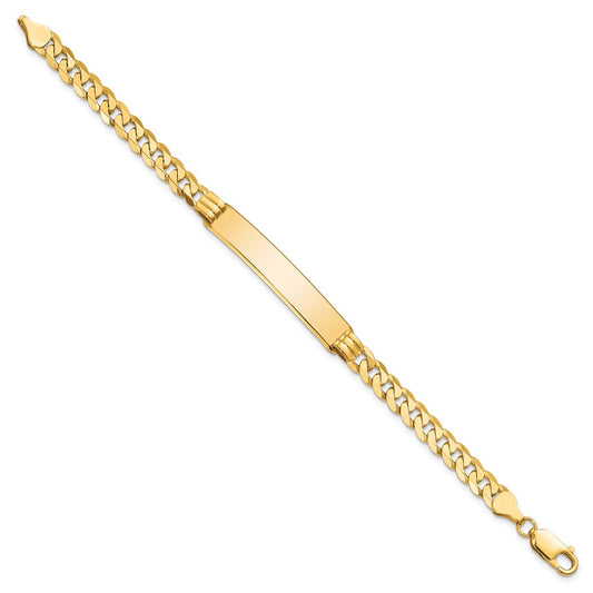 14k Polished Solid Chain/Solid Plate Curb Link 38x7.5mm Plate 7 inch ID Bracelet
