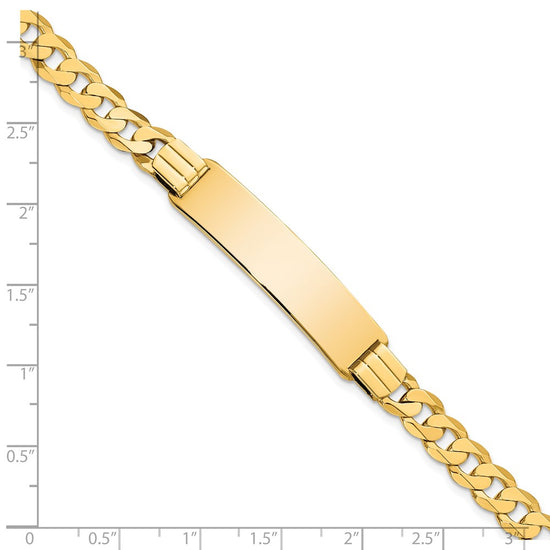 14k Polished Solid Chain/Solid Plate Curb Link 37x9mm Plate 8 inch ID Bracelet