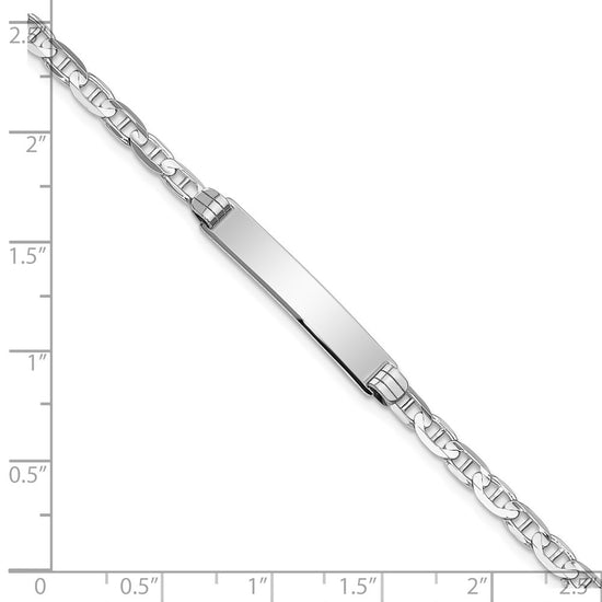 14k White Gold Polished Solid Chain/Solid Plate Anchor Link 25.5x4.8mm Plate 8 inch ID Bracelet