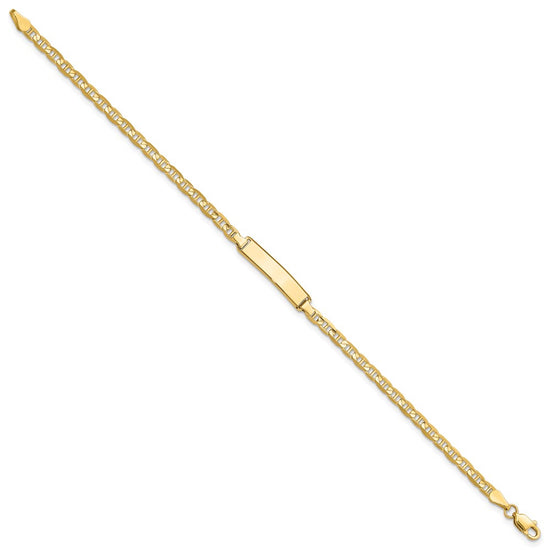 14k Polished Solid Chain/Solid Plate Anchor Link 19.5x4.5mm Plate 7 inch ID Bracelet