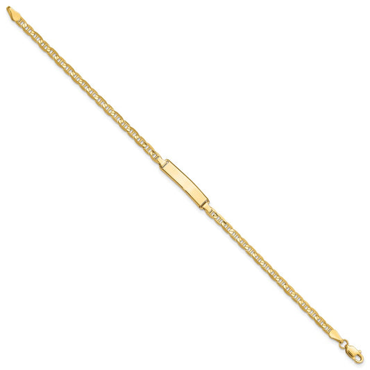 14k Polished Solid Chain/Solid Plate Anchor Link 19.5x4.5mm Plate 7 inch ID Bracelet