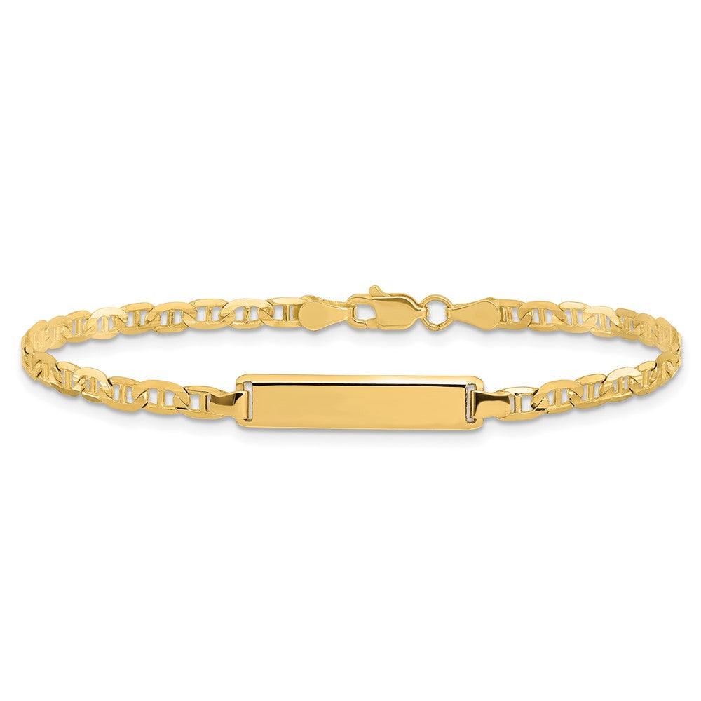 14k Polished Solid Chain/Solid Plate Anchor Link 19.5x4.5mm Plate 7 inch ID Bracelet
