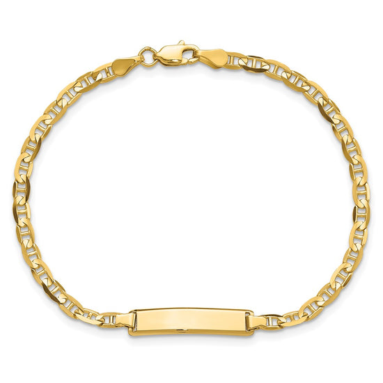 14k Polished Solid Chain/Solid Plate Anchor Link 19.5x4.5mm Plate 7 inch ID Bracelet