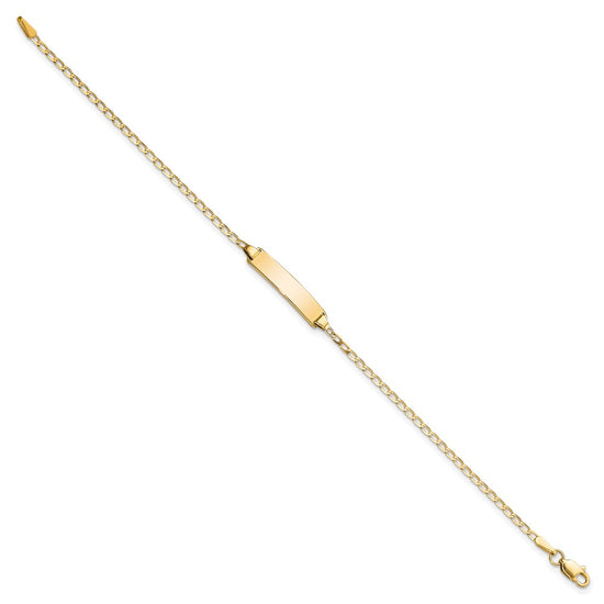 14k Polished Solid Chain/Solid Plate Flat Curb Link 19.5x3.5mm Plate 7 inch ID Bracelet