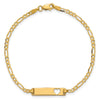 14k Polished Solid Chain/Solid Plate Figaro Link Cut-out Heart 20x5mm Plate 8 inch ID Bracelet