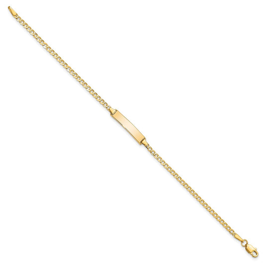 14k Polished Solid Chain/Solid Plate Flat Curb Link 22.5x4.5mm Plate 7 inch ID Bracelet