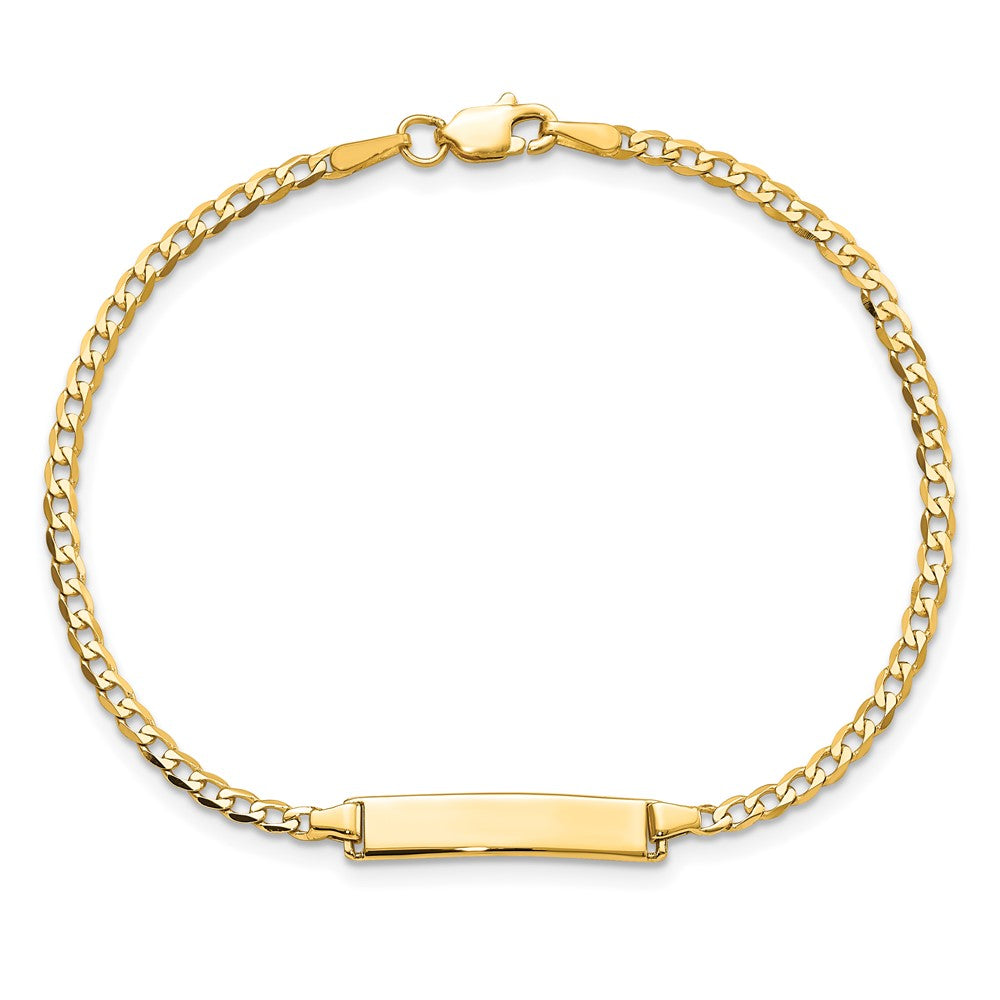 14k Polished Solid Chain/Solid Plate Flat Curb Link 22.5x4.5mm Plate 8 inch ID Bracelet