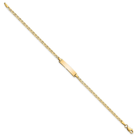 14k Polished Solid Chain/Solid Plate Flat Anchor Link 22.5x4.5mm Plate 8 inch ID Bracelet