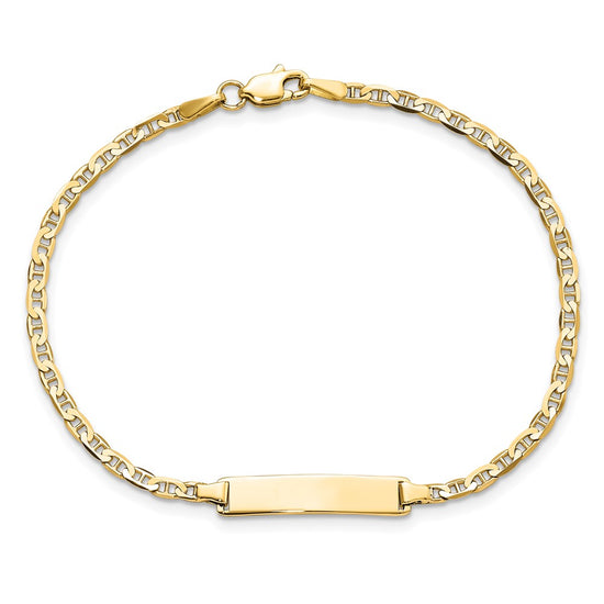 14k Polished Solid Chain/Solid Plate Flat Anchor Link 22.5x4.5mm Plate 8 inch ID Bracelet