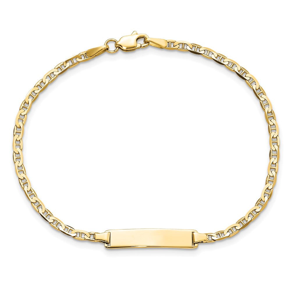 14k Polished Solid Chain/Solid Plate Flat Anchor Link 22.5x4.5mm Plate 8 inch ID Bracelet