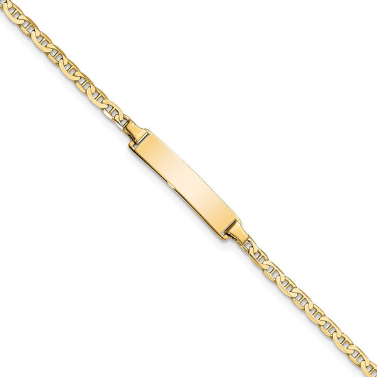 14k Polished Solid Chain/Solid Plate Flat Anchor Link 22.5x4.5mm Plate 8 inch ID Bracelet