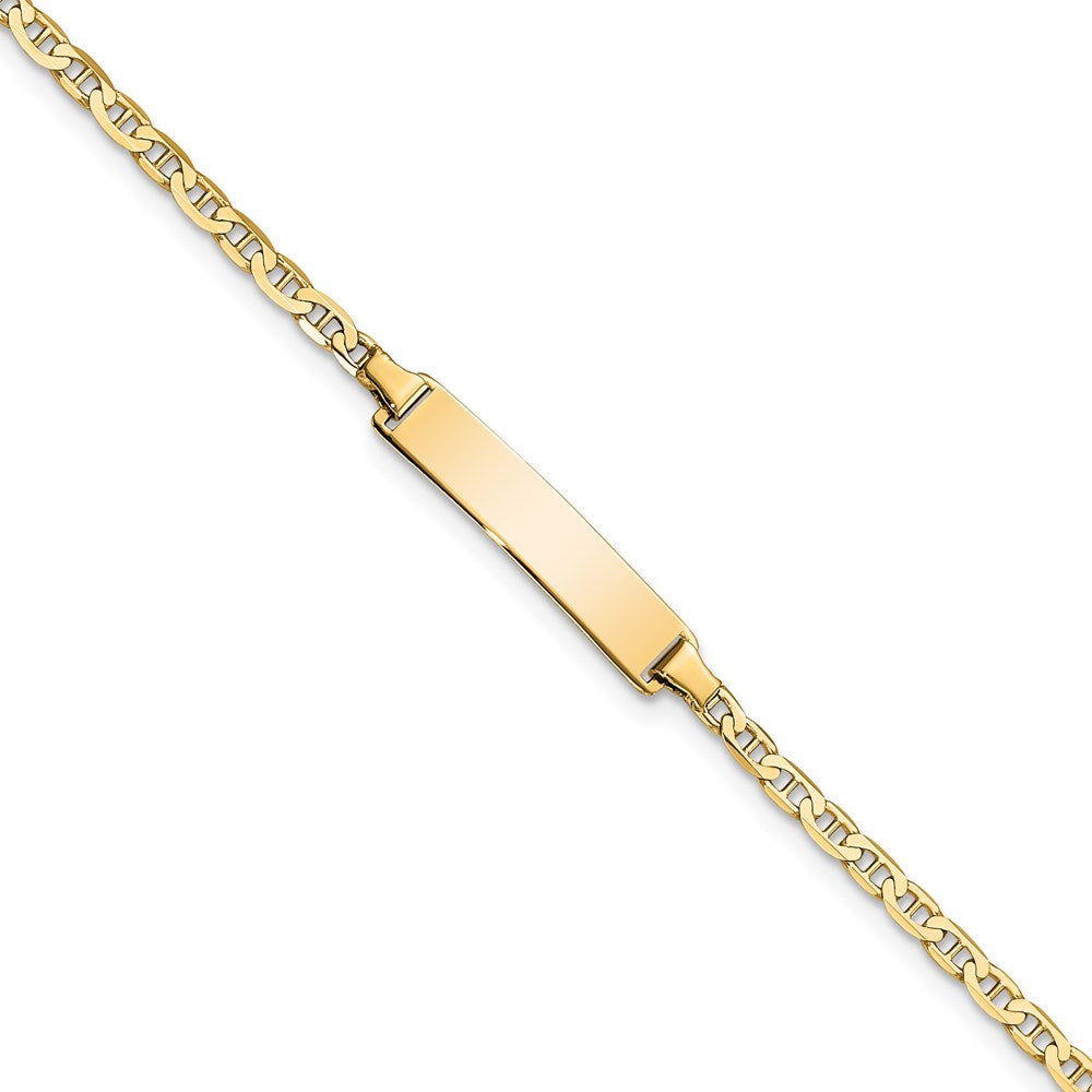 14k Polished Solid Chain/Solid Plate Flat Anchor Link 22.5x4.5mm Plate 8 inch ID Bracelet
