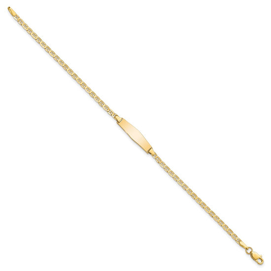 14k Polished Solid Chain/Solid Plate Flat Anchor Link Soft Diamond Shape 19.5x5.2mm Plate 7 inch ID Bracelet