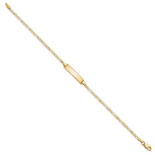 14k Polished Solid Chain/Solid Plate Flat Figaro Link 19.5x4.5mm Plate 8 inch ID Bracelet