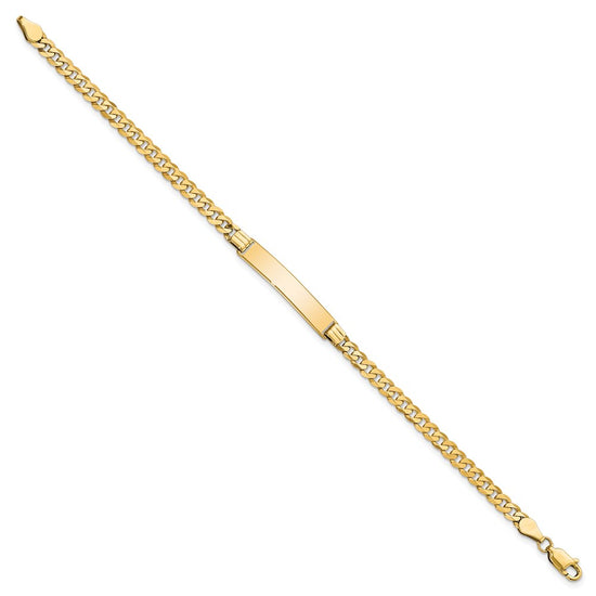 14k Polished Solid Chain/Solid Plate Flat Curb Link 26.5x5.5mm Plate 8 inch ID Bracelet