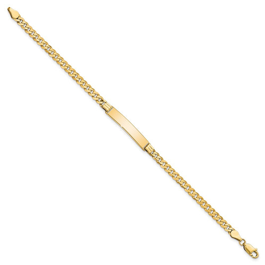14k Polished Solid Chain/Solid Plate Flat Curb Link 26.5x5.5mm Plate 7 inch ID Bracelet
