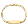 14k Polished Solid Chain/Solid Plate Flat Figaro Link Soft Diamond Shape 28x9.5mm Plate 8 inch ID Bracelet