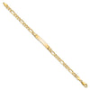 14k Polished Solid Chain/Solid Plate Flat Figaro Link 27.5x5.5mm Plate 8 inch ID Bracelet