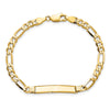 14k Polished Solid Chain/Solid Plate Flat Figaro Link 27.5x5.5mm Plate 8 inch ID Bracelet