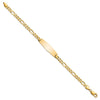 14k Polished Solid Chain/Solid Plate Flat Figaro Link Soft Diamond Shape 28x9.5mm Plate 8 inch ID Bracelet