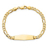 14k Polished Solid Chain/Solid Plate Flat Figaro Link Soft Diamond Shape 28x9.5mm Plate 8 inch ID Bracelet