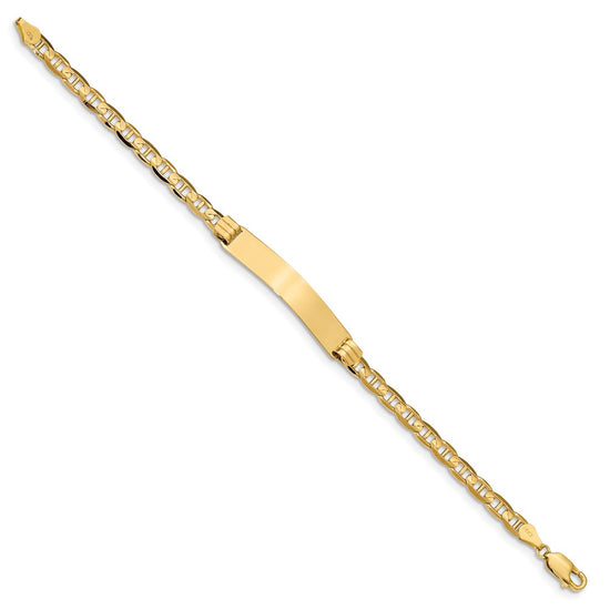 14k Polished Solid Chain/Solid Plate Anchor Link 33.5x7mm Plate 7 inch ID Bracelet