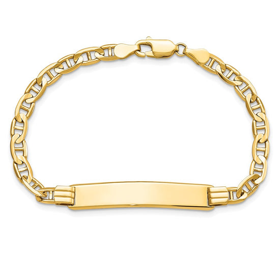 14k Polished Solid Chain/Solid Plate Anchor Link 33.5x7mm Plate 7 inch ID Bracelet