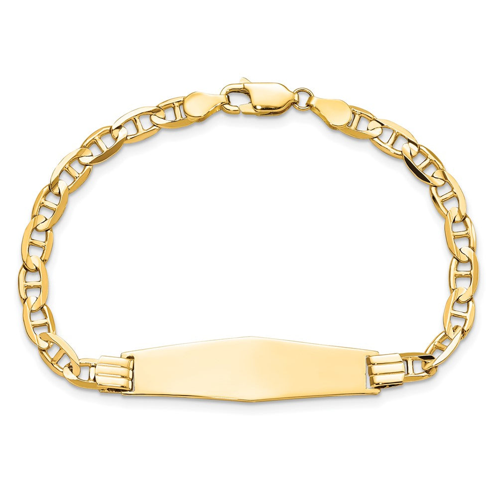 14k Polished Solid Chain/Solid Plate Anchor Link Soft Diamond Shape 33x9.8mm Plate 8 inch ID Bracelet