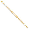 14k Polished Solid Chain/Solid Plate Flat Figaro Link 33.5x7mm Plate 8 inch ID Bracelet