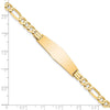 14k Polished Solid Chain/Solid Plate Flat Figaro Link Soft Diamond Shape 33x9mm Plate 8 inch ID Bracelet