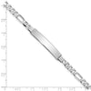 14k White Gold Polished Solid Chain/Solid Plate Figaro Link 33.5x7mm Plate 7 inch ID Bracelet