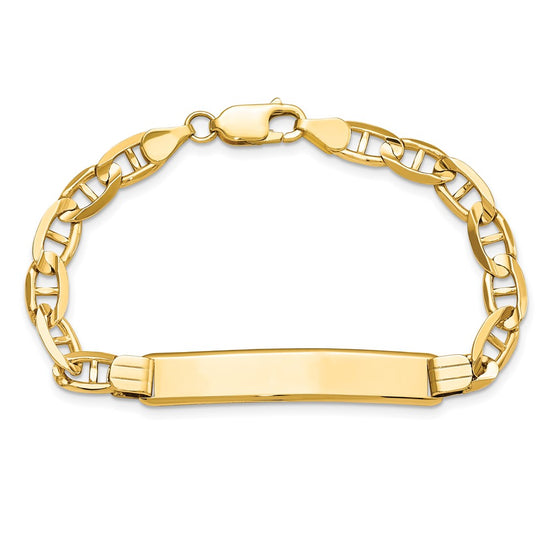 14k Polished Solid Chain/Solid Plate Anchor Link 38x7.8mm Plate 8 inch ID Bracelet