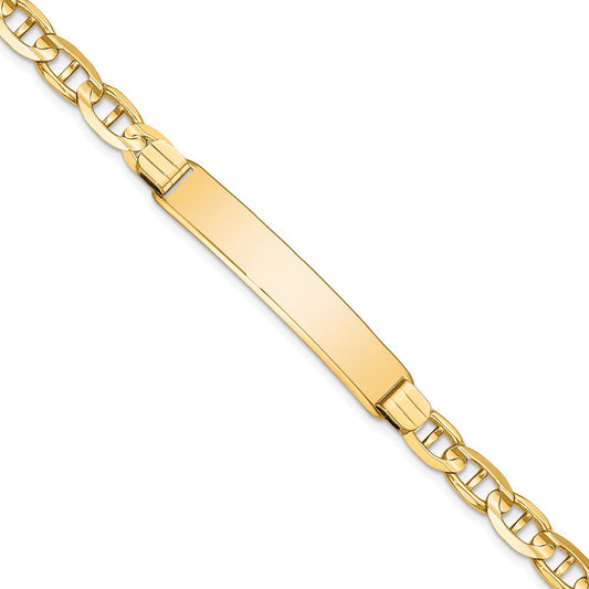 14k Polished Solid Chain/Solid Plate Anchor Link 38x7.8mm Plate 7 inch ID Bracelet