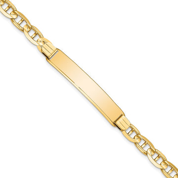 14k Polished Solid Chain/Solid Plate Anchor Link 38x7.8mm Plate 8 inch ID Bracelet