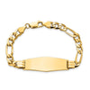 14k Polished Solid Chain/Solid Plate Flat Figaro Link Soft Diamond Shape 37x13.5mm Plate 7 inch ID Bracelet