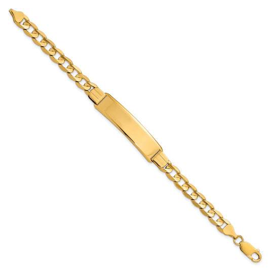 14k Polished Solid Chain/Solid Plate Curb Link 37x9mm Plate 7 inch ID Bracelet