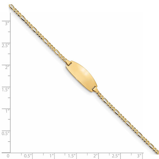 14k Polished Solid Chain/Solid Plate Figaro Link Oval 18x7.5mm Plate 7 inch ID Bracelet