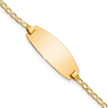 14k Polished Solid Chain/Solid Plate Curb Link Oval 18.5x8.5mm Plate 6 inch Baby/Child ID Bracelet