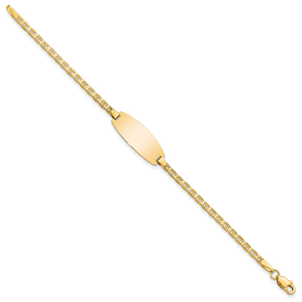 14k Polished Solid Chain/Solid Plate Anchor Link Oval 18.5x8mm Plate 5.5 inch Baby/Child ID Bracelet