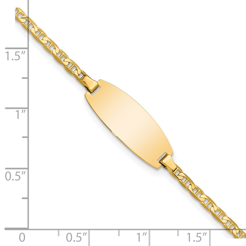 14k Polished Solid Chain/Solid Plate Anchor Link Oval 18.5x8mm Plate 5.5 inch Baby/Child ID Bracelet