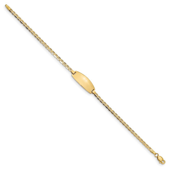 14k Polished Solid Chain/Solid Plate Anchor Link Oval 18x8mm Plate 7 inch ID Bracelet