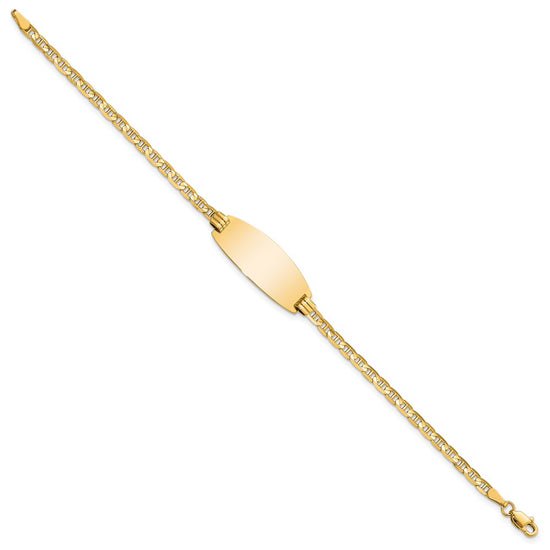 14k Polished Solid Chain/Solid Plate Anchor Link Oval 24x10.5mm Plate 7 inch ID Bracelet